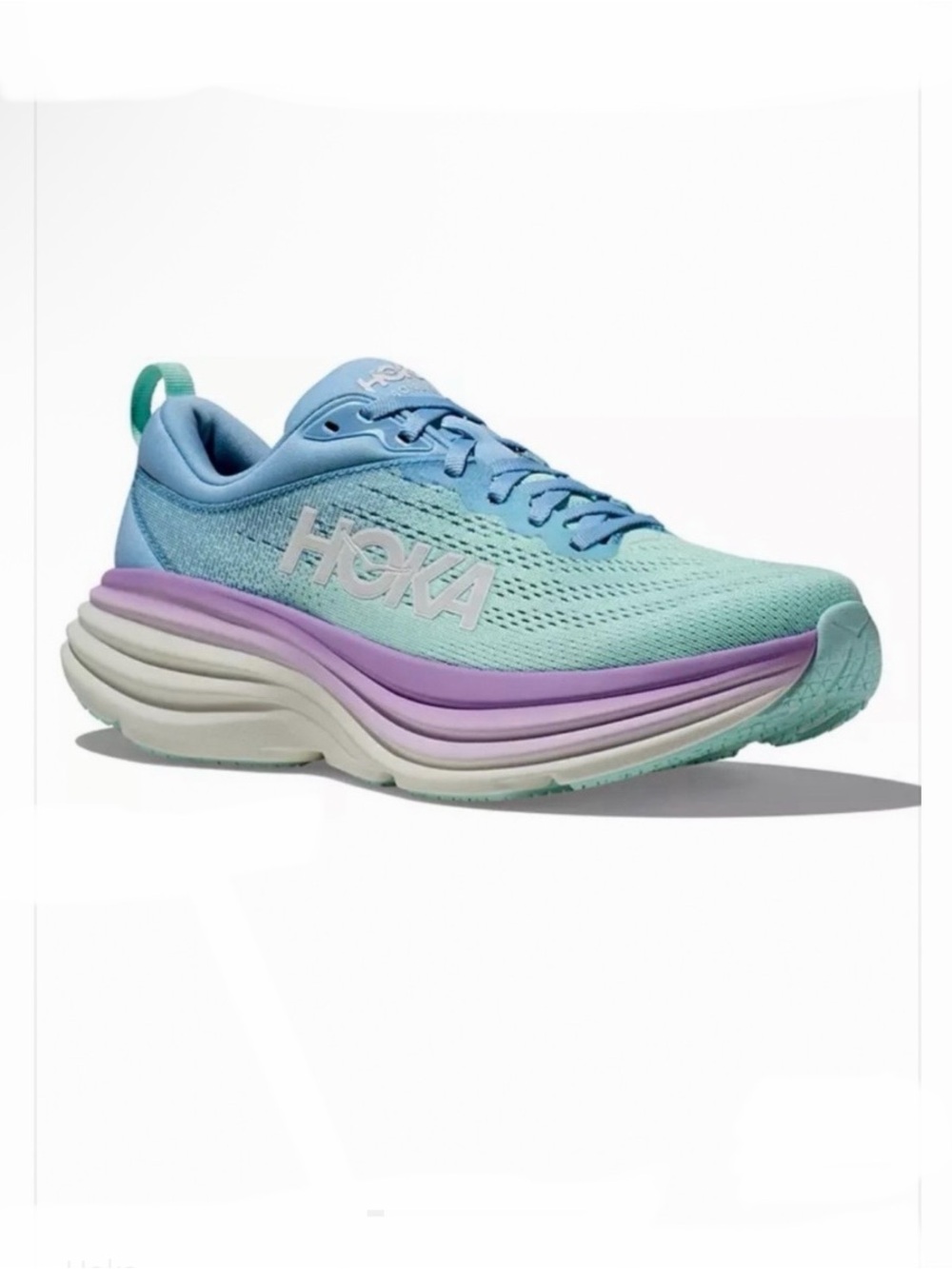 Hoka Bondi 8 Athletic Shoes in Airy Blue Sunlit Ocean, size 10